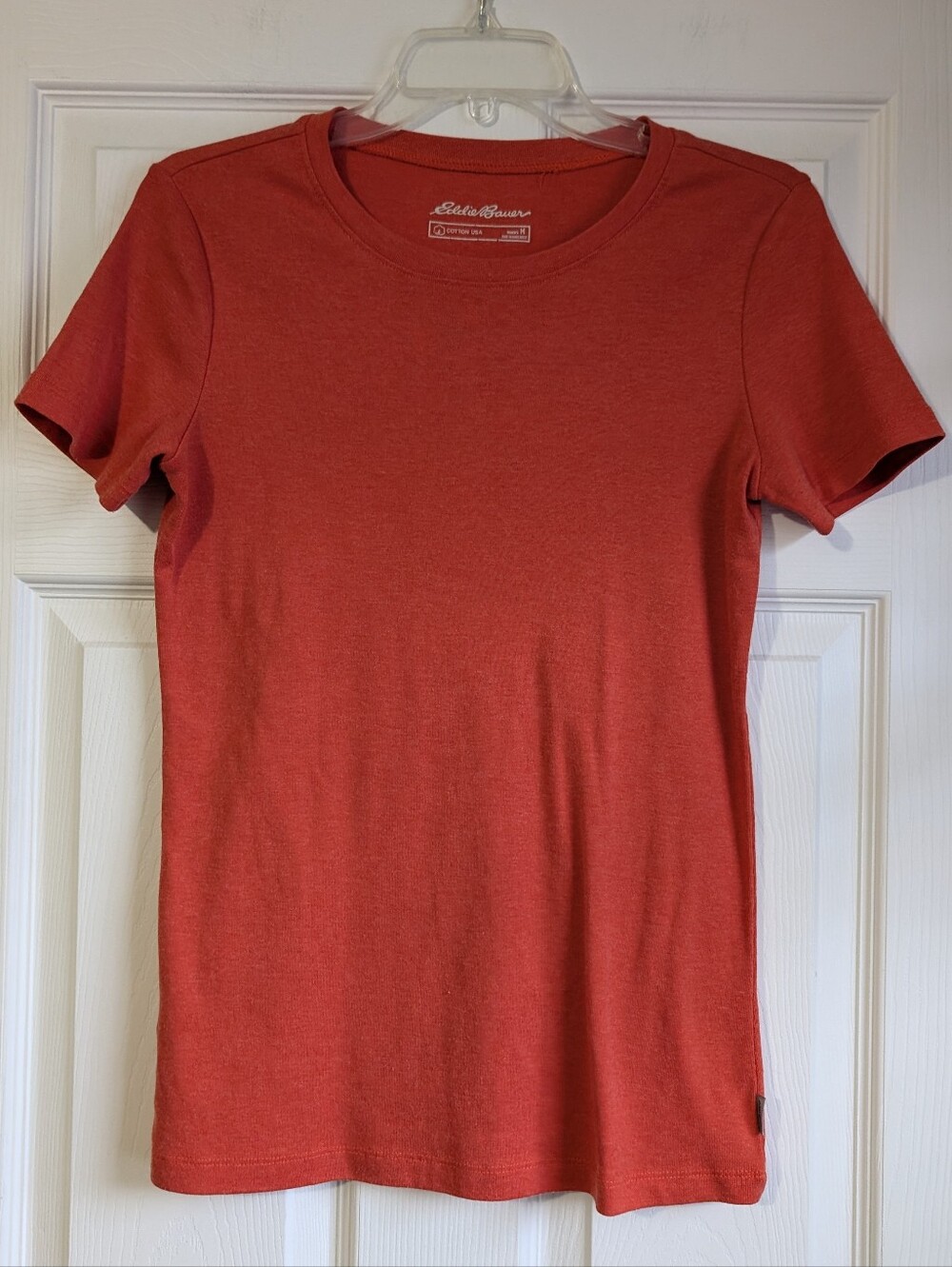 Eddie Bauer Women's Basic Crewneck Fitted Terracotta Orange Tee Size M
